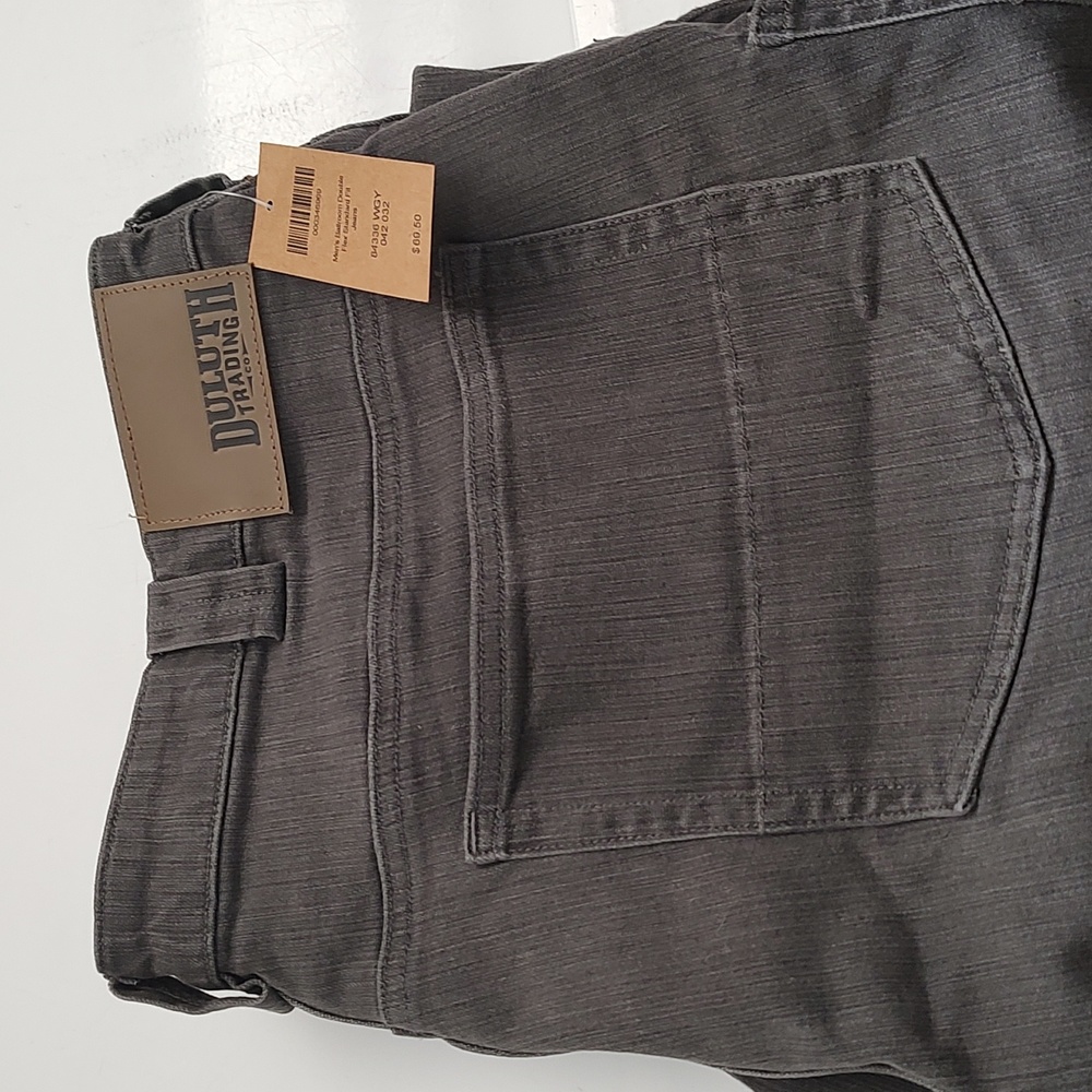 New with Tags Mens Duluth Trad Comp Ballroom Flex Jeans Size 42 x 32 color smoke